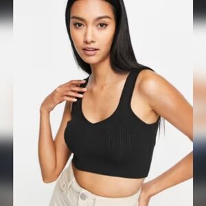 NWOT Aritizia Wilfred Womens Black Knitted Crochet Crop Top Size Small
